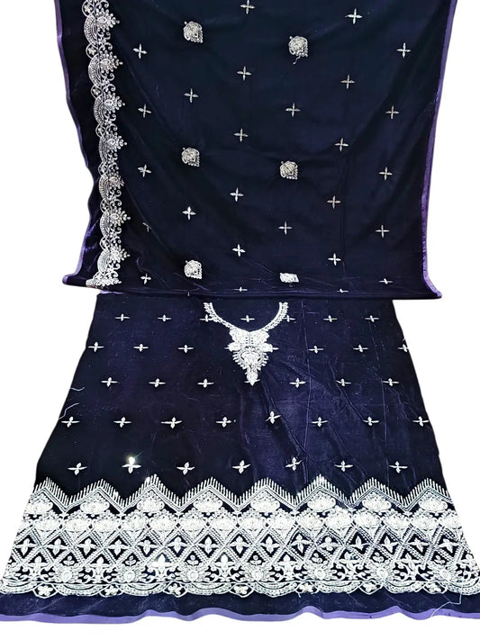 3-Piece Micro Velvet & Velvet Shawl — Velvet Dupatta