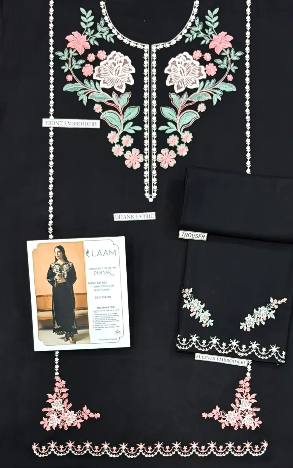 2-Piece Dhanak Suit — Jet Black