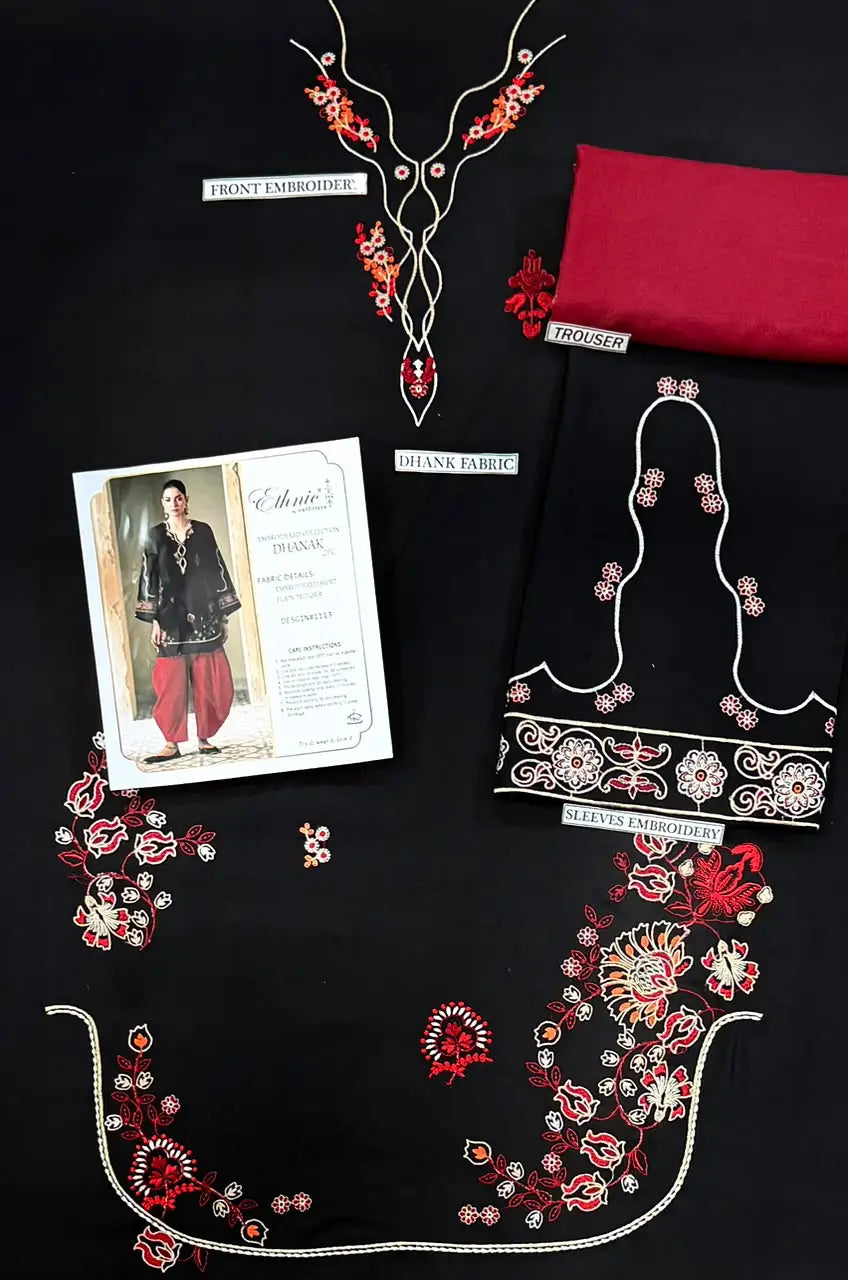 2-Piece Embroidered Dhanak Suit — Amber Rust (Kashmiri Resham)