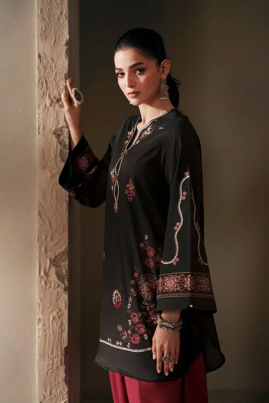 2-Piece Winter Khaddar Suit — Amber Rust (Artisanal Floral)