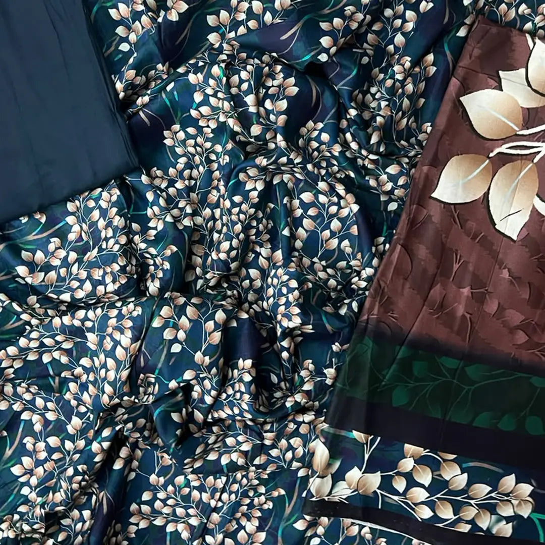 3-Piece Digital Printed Winter Linen Suit — Amber Floral