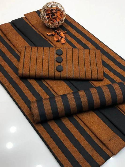 3-Piece Artisanal Sussi Suit — Indigo Striped