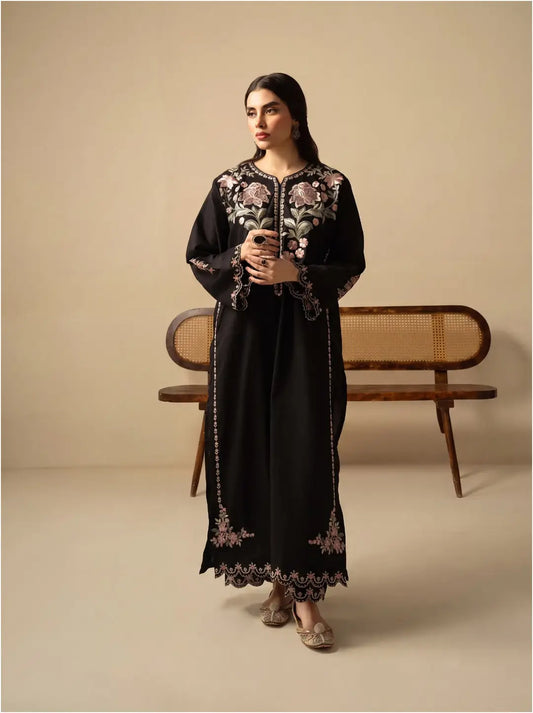 2-Piece Embroidered Dhanak Suit — Amber Rust (Royal Daman Jaal)