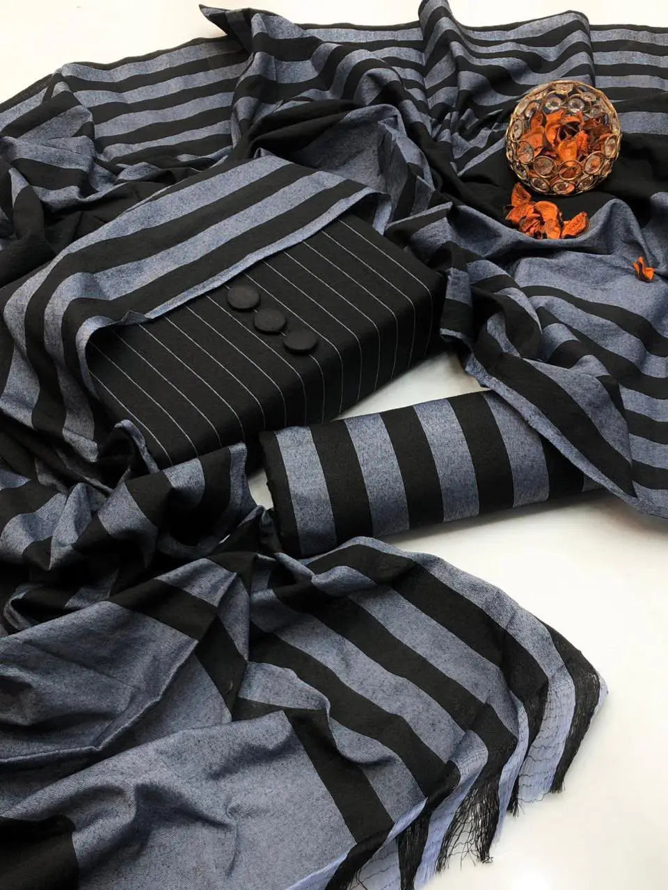 3-Piece Artisanal Digital Print Winter Khaddar Suit — Vintage Rust
