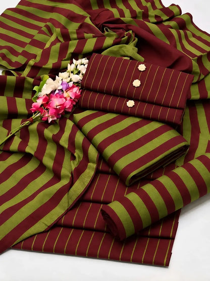 3-Piece Heavy Dhanak & Pashmina Shawl Suit — Olive Sage