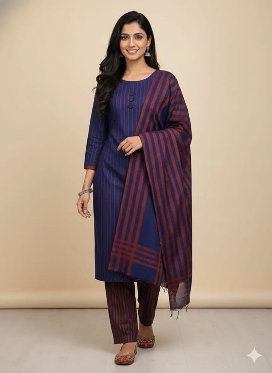 3-Piece Heavy Dhanak & Pashmina Shawl Suit — Charcoal Slate