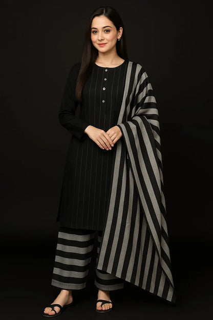 3-Piece Heavy Dhanak & Pashmina Shawl Suit — Terracotta Rust