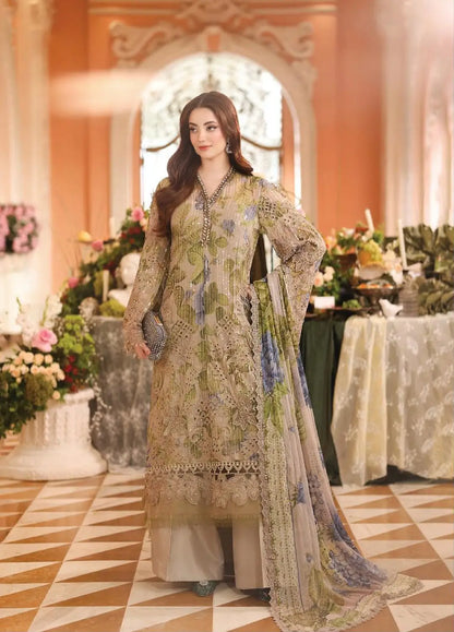 3-Piece Festive Chiffon Suit — Ivory Gold