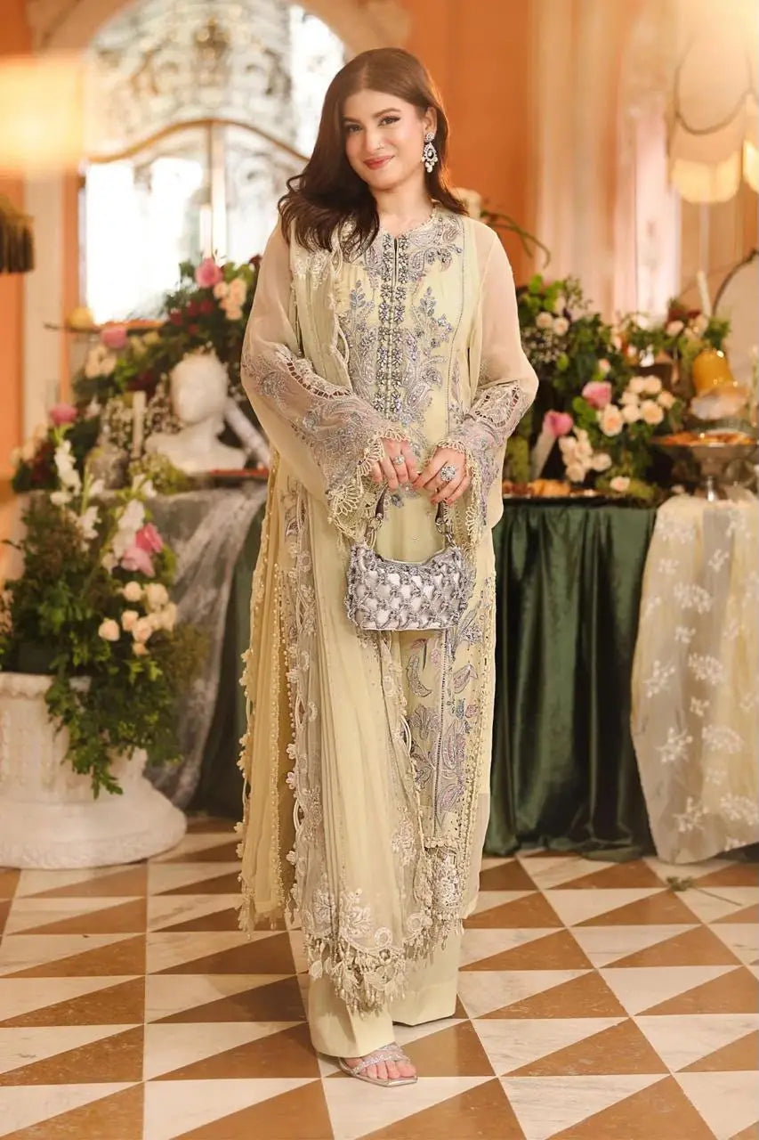 3-Piece Festive Chiffon Suit — Amber Rust (Royal Daman Jaal)