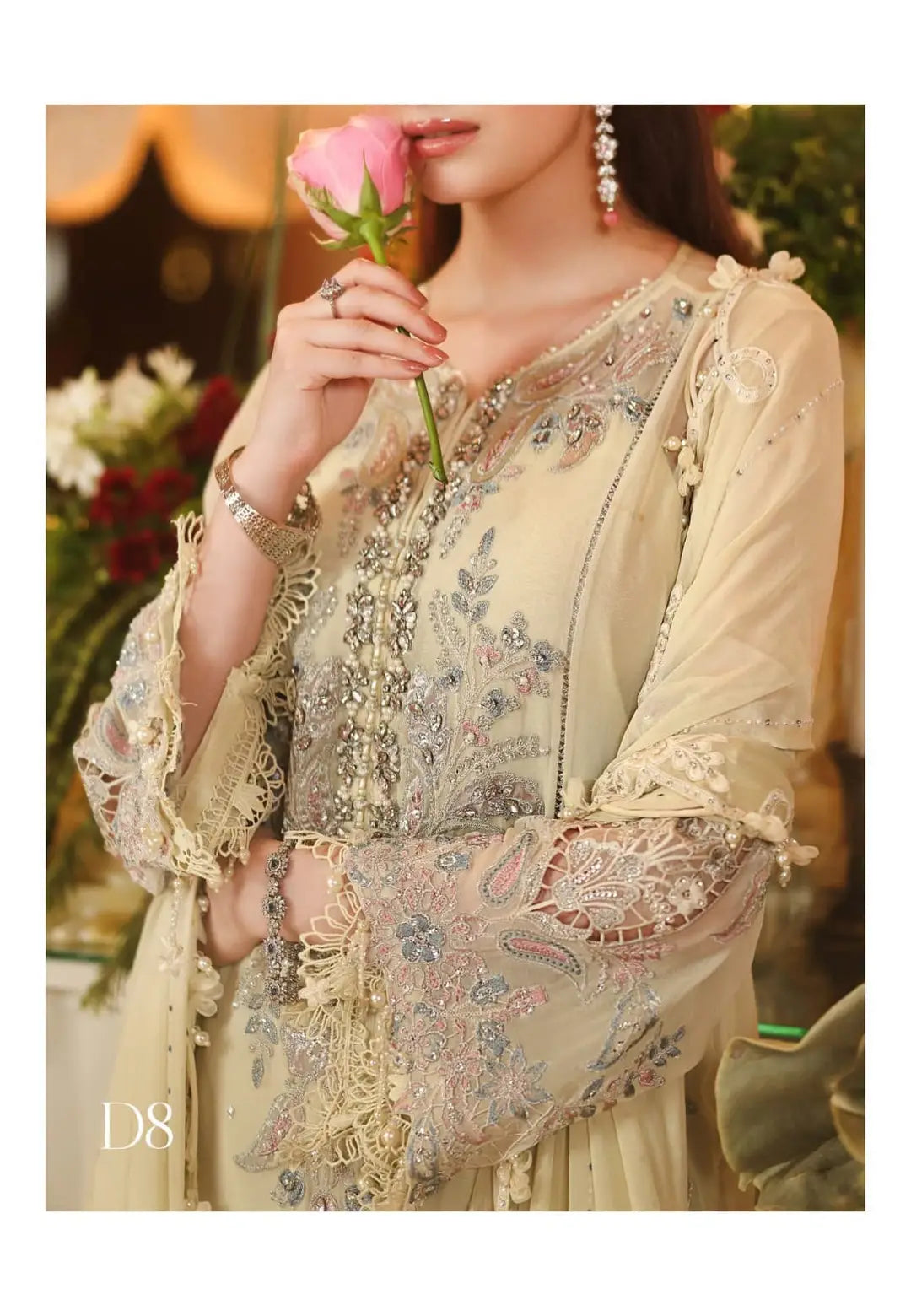 3-Piece Festive Chiffon Suit — Amber Rust (Royal Daman Jaal)