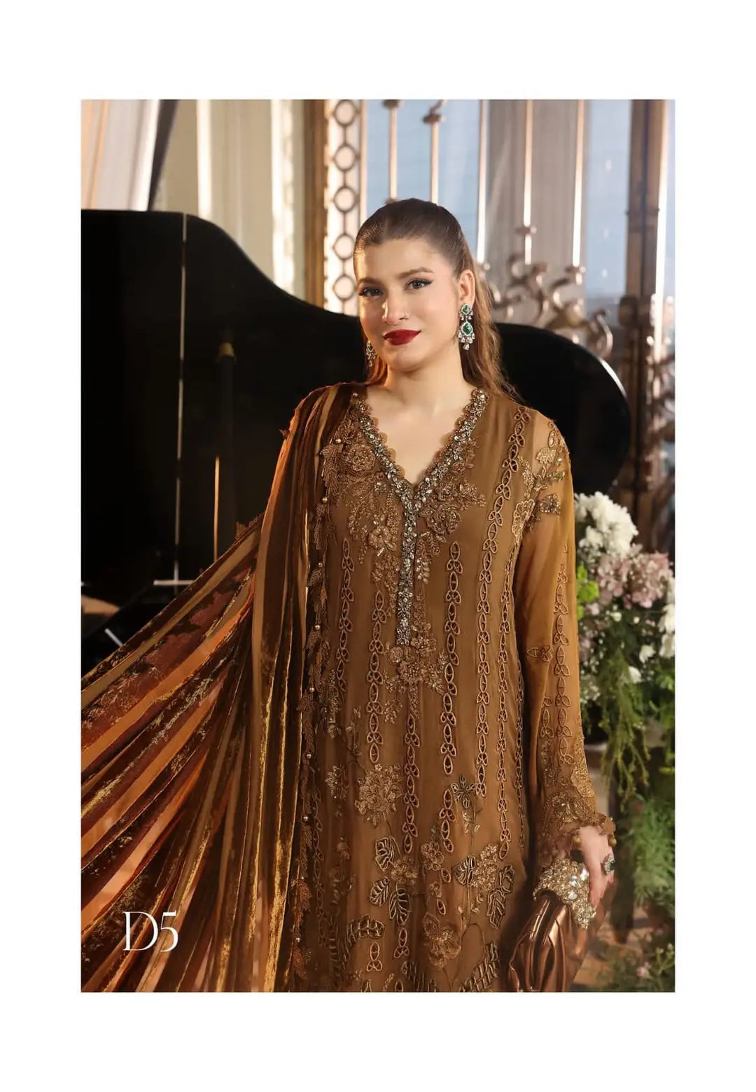 3-Piece Festive Chiffon Suit — Rose Quartz