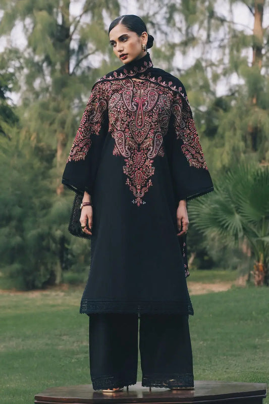 3-Piece Winter Dhanak Suit — Slate Charcoal