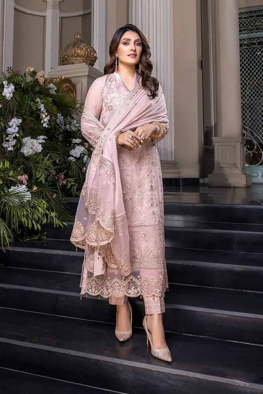 3-Piece Festive Chiffon Suit — Slate Charcoal