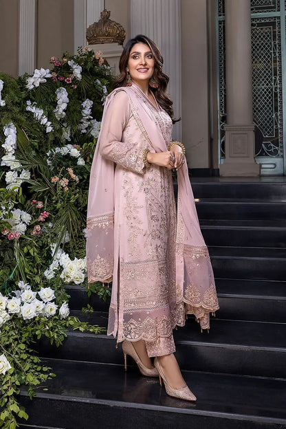 3-Piece Festive Chiffon Suit — Blush Pink