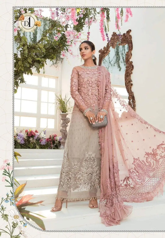 3-Piece Festive Chiffon Suit — Lilac Frost