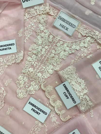 3-Piece Festive Chiffon Suit — Lilac Frost