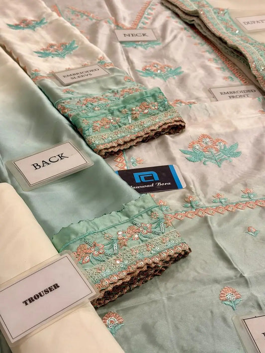 3-Piece Shamoz Silk Suit — Mint & Ivory