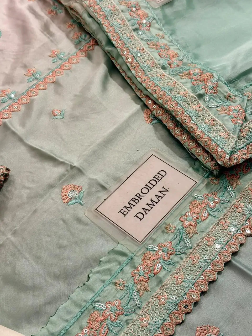 3-Piece Shamoz Silk & Organza Suit — Dove Grey (Kashmiri Resham)
