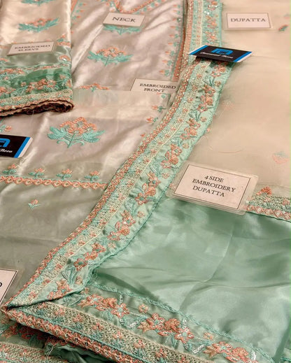 3-Piece Shamoz Silk & Organza Suit — Dove Grey (Kashmiri Resham)