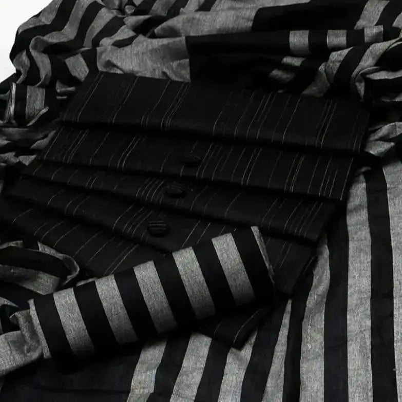 3-Piece Dhanak & Pashmina Shawl Suit — Jet Noir
