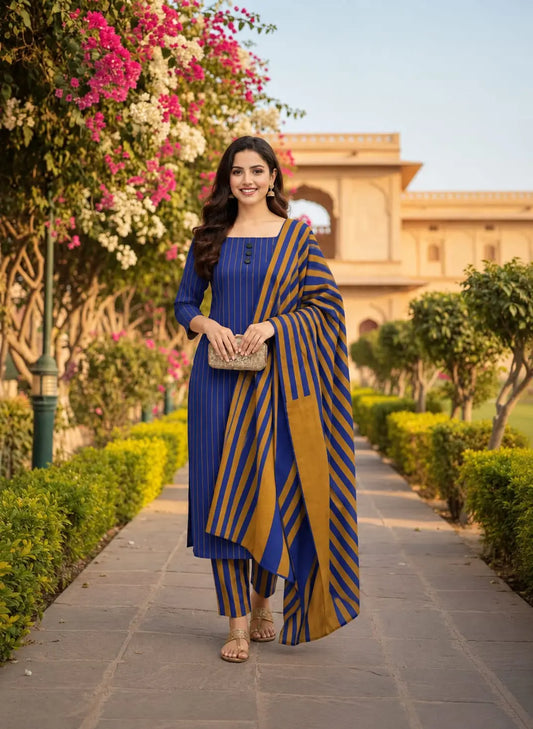 3-Piece Dhanak & Pashmina Shawl Suit — Ochre Gold