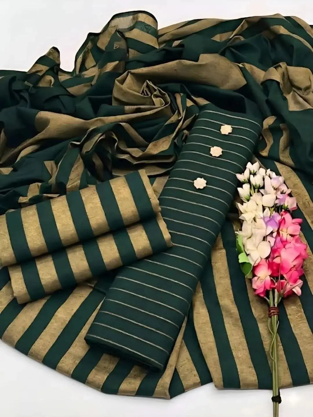 3-Piece Dhanak & Pashmina Shawl Suit — Emerald Forest