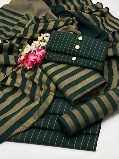 3-Piece Dhanak & Pashmina Shawl Suit — Emerald Forest