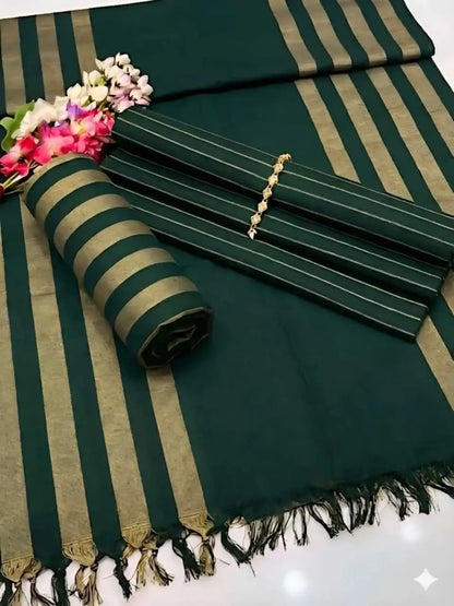 3-Piece Dhanak & Pashmina Shawl Suit — Emerald Forest