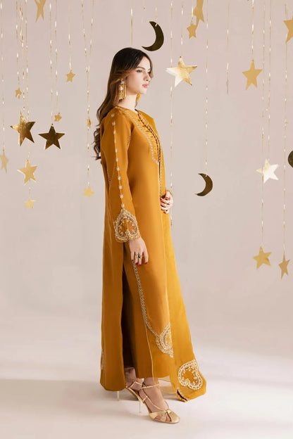 3-Piece Shamoz Silk Suit — Mustard Ochre