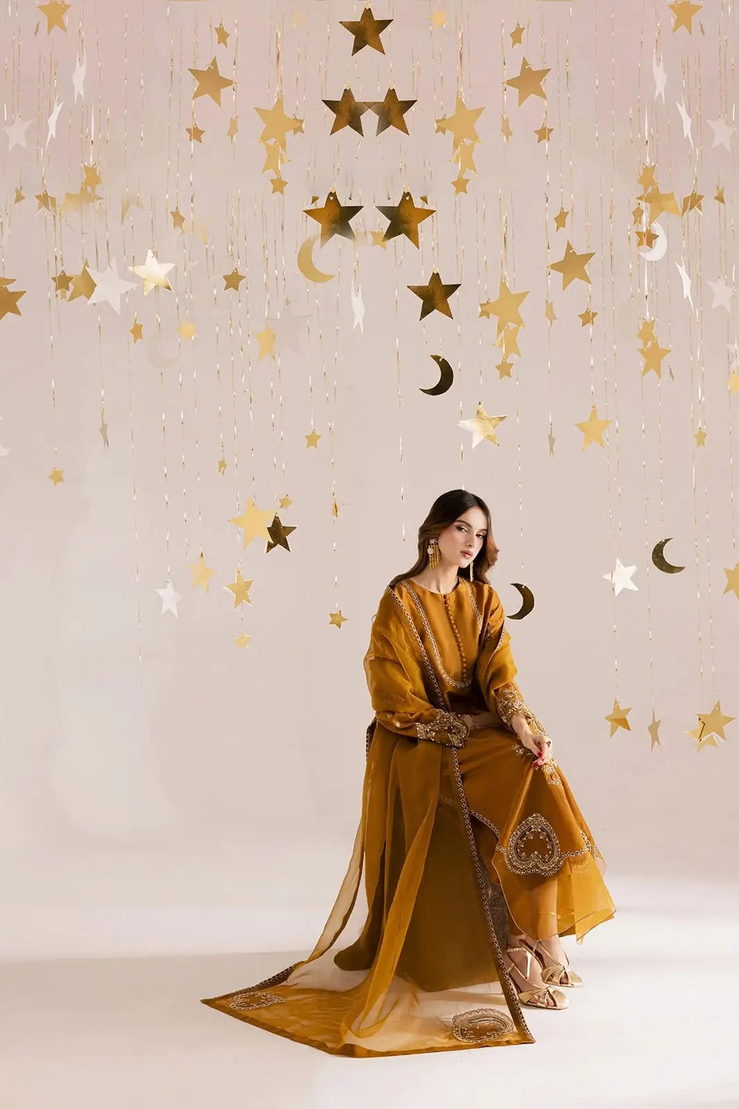 3-Piece Shamoz Silk Suit — Mustard Ochre