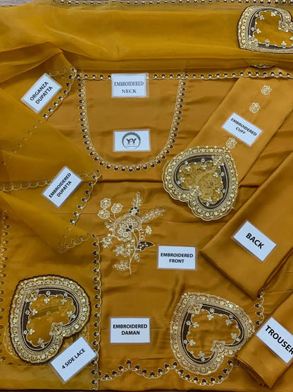 3-Piece Shamoz Silk Suit — Mustard Ochre