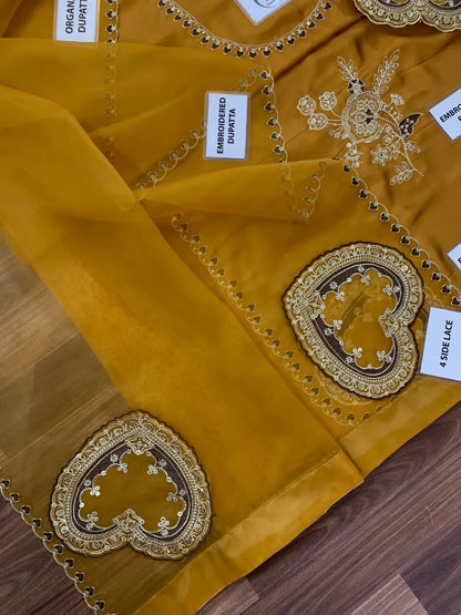 3-Piece Shamoz Silk Suit — Mustard Ochre