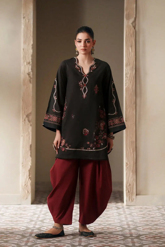 2-Piece Winter Khaddar Suit — Amber Rust (Artisanal Floral)