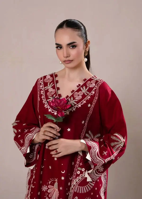 2-Piece Winter Khaddar Suit — Deep Maroon
