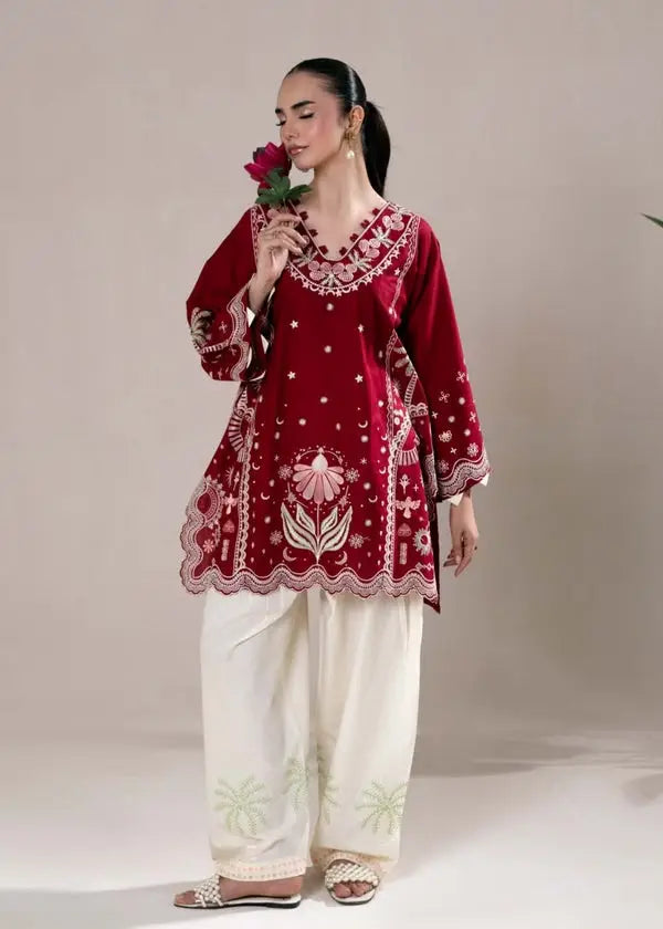 2-Piece Winter Khaddar Suit — Deep Maroon
