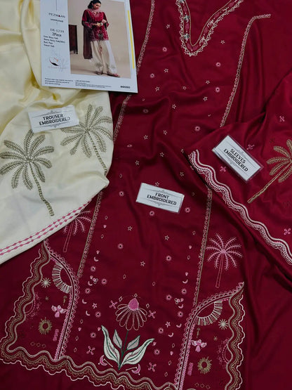 2-Piece Winter Khaddar Suit — Deep Maroon