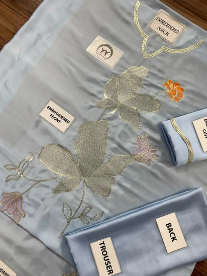 2-Piece Pure Shamoz Silk Suit — Ice Blue