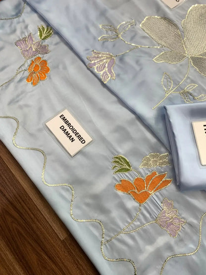 2-Piece Pure Shamoz Silk Suit — Ice Blue