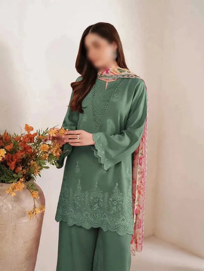 3-Piece Dhanak & Pashmina Shawl — Sage Mint