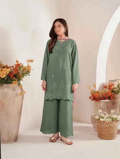 3-Piece Dhanak & Pashmina Shawl — Sage Mint