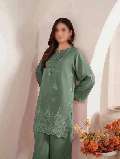3-Piece Dhanak & Pashmina Shawl — Sage Mint