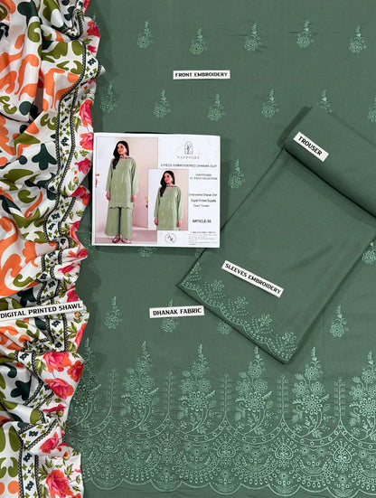 3-Piece Dhanak & Pashmina Shawl — Sage Mint