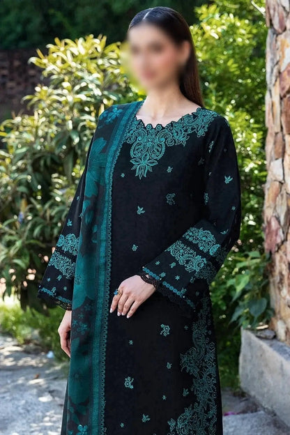 3-Piece Dhanak & Pashmina Shawl — Midnight Emerald