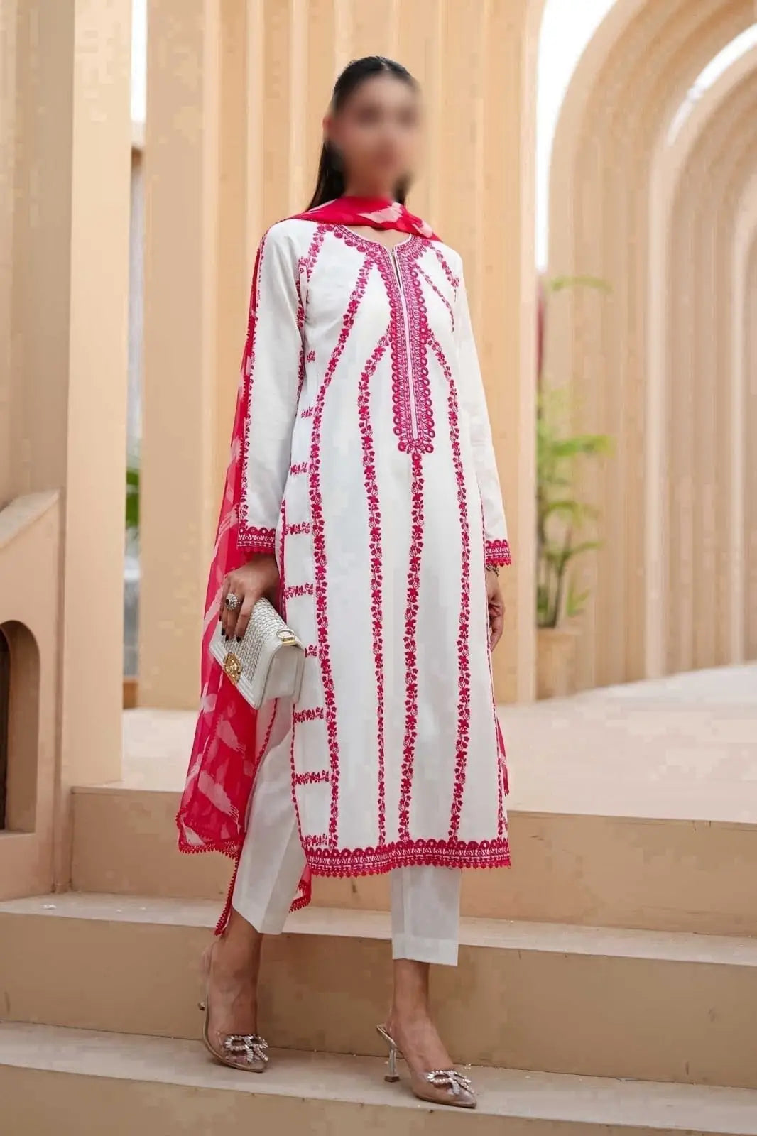 3-Piece Dhanak & Pashmina Shawl — Ivory Rose