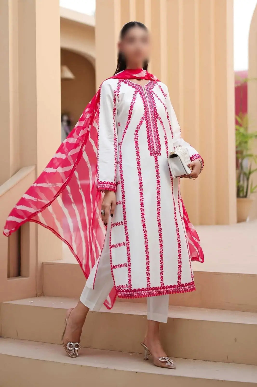 3-Piece Dhanak & Pashmina Shawl — Ivory Rose