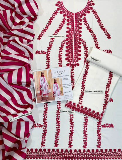 3-Piece Dhanak & Pashmina Shawl — Ivory Rose