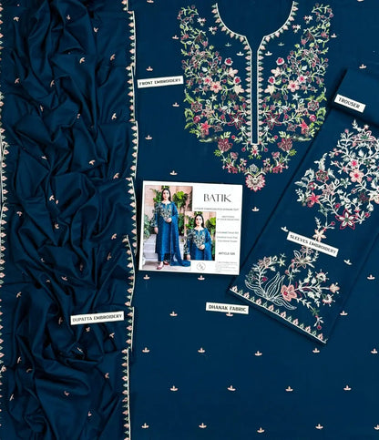 3-Piece Dhanak & Chiffon Dupatta — Peacock Teal