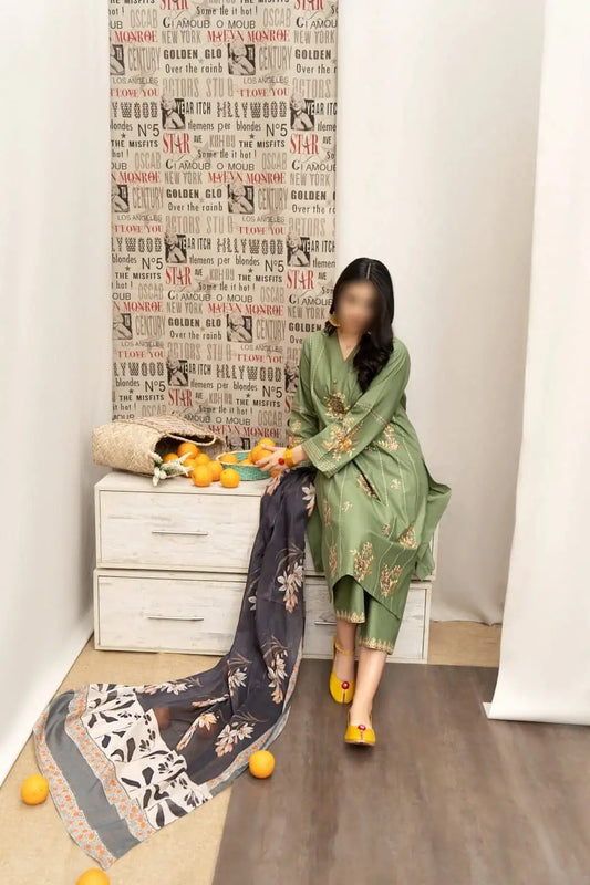 3-Piece Dhanak & Pashmina Shawl — Charcoal Slate