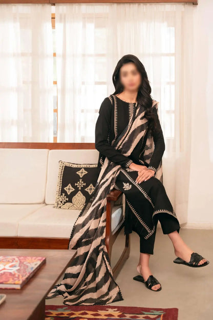 3-Piece Dhanak & Pashmina Shawl — Coffee Brown