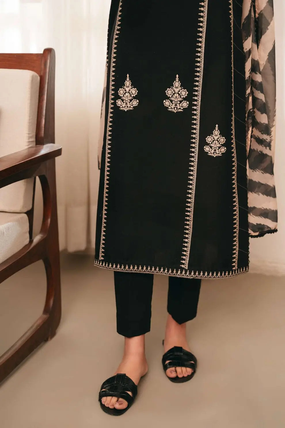 3-Piece Dhanak & Pashmina Shawl — Coffee Brown